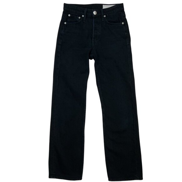 Rag And Bone Womens Maya High Rise Straight Jean 24 Black Button Fly Denim Fall - Picture 1 of 12
